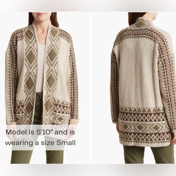 Lucky Brand Aztec Print Open Face Cardigan/Jacket Size S - Picture 5 of 16
